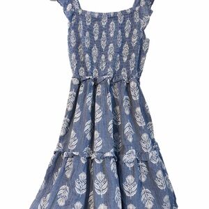 Girls XL (14-16) Blue Feather Print Sundress